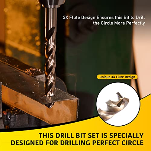 Anfrere 29Pcs Cobalt Drill Bits Set, M35 Drill Bits For Cutting Hard Metal Hardened Steel Wood, Three Flute 1/16 To 1/2 Inch Twist Drill Bit Set For Corded Or Cordless Power Drills Home Tools, 1029… #TOP3