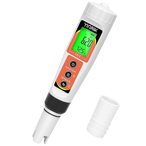 Miniatura 1 de YINMIK Medidor de pH, digital 4 en 1 PH EC TDS medidor de temperatura para hidroponía de agua, probador de agua DWC PH y EC PPM con retroiluminación