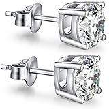 Sterling Silver Cubic Zirconia Stud Earrings - Sterling Silver Plated Gold Cubic Zirconia CZ Stud Earrings,Fashion Gold Plated Imitation Diamond Stud Earrings