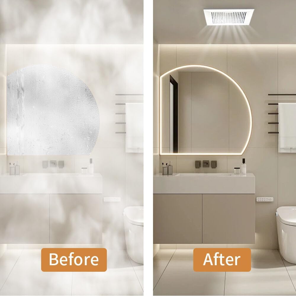 Bathroom Exhaust Fan 88CFM 1.0 Sone, Ultra-quiet Bathroom Vent Fan System Extractor Energy Saving Ceiling Exhaust Ventilation Shower Bath Fan