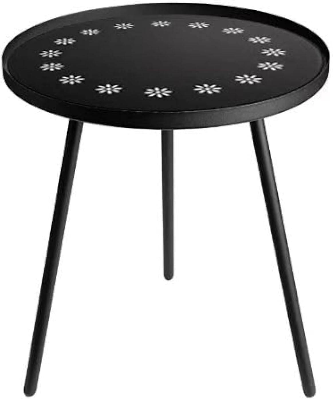 Accent Side, End Table, Waterproof Metal Structure, Great for Living Room, Bedroom, Indoor & Outdoor, Matte Black Tray Surface with 3 Legs, Ideal for Any Room, Round