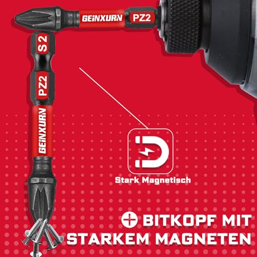 Image of Geinxurn 68-Piece Impact Resistant Screwdriver Bit Set (PH, TX, PZ, SL, Hex), 1 /4 Inch Hex Shank S2 Alloy Steel Bit Set with 75 mm Magnetic Bit Holder
