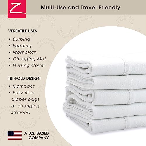 Zutano 5-Pack Organic Burp Cloths for Baby Girl & Boy, Large Cotton Burping Cloths for Babies | Absorbent Baby Spit-Up Rags | Gender Neutral Burp Clothes | Newborn Essentials, Solid White4