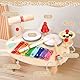 YGJT Schlagzeug Kinder, Trommel 10-in-1 Musikinstrumente Kinder ab 1 2 3 Jahre mit Xylophon, Montessori Baby Spielzeug Kinderspielzeug Holzspielzeug für Ostern Weihnacht Geschenk Junge Mädchen
