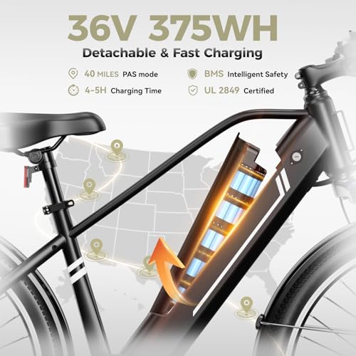 Heybike Electric Bikes for Adults, 26″ Ebikes for Men, Peak