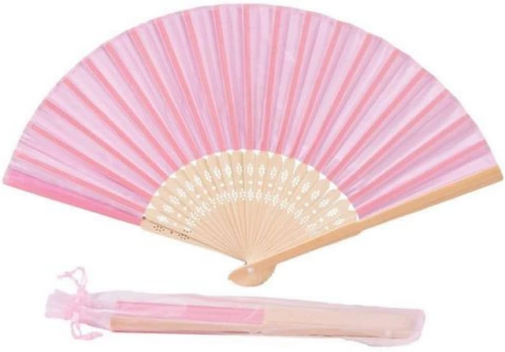 jifu Personalized Customized Folding Fans Bamboo Handheld Fans Silk Fabric Fans Hand Holding Fans for Party, Wedding,Wall Folding Fans Bamboo Handheld Fans Silk Fabric Fans (Pink,40pcs)