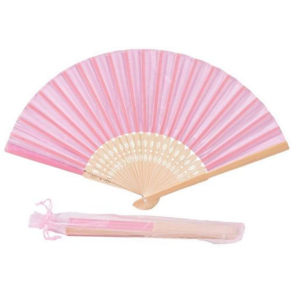 Éventails pliables personnalisés en bambou jifu et soie rose pour décoration haut de gamme
