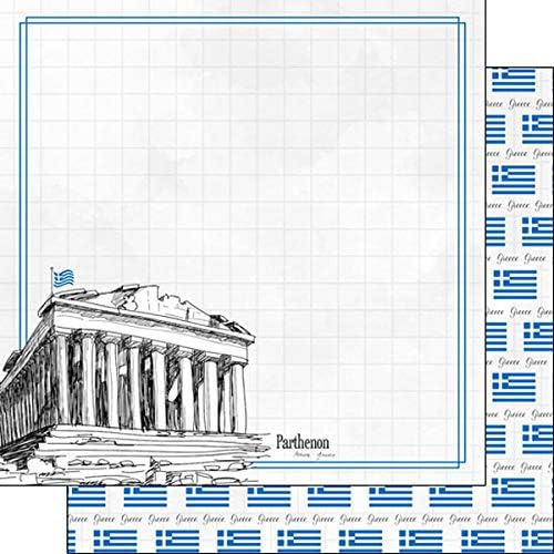 Scrapbook Customs 38051 Athens Greece Parthenon Adventure - Papel de doble cara para álbum de recortes, 12 x 12 pulgadas, 1 hoja