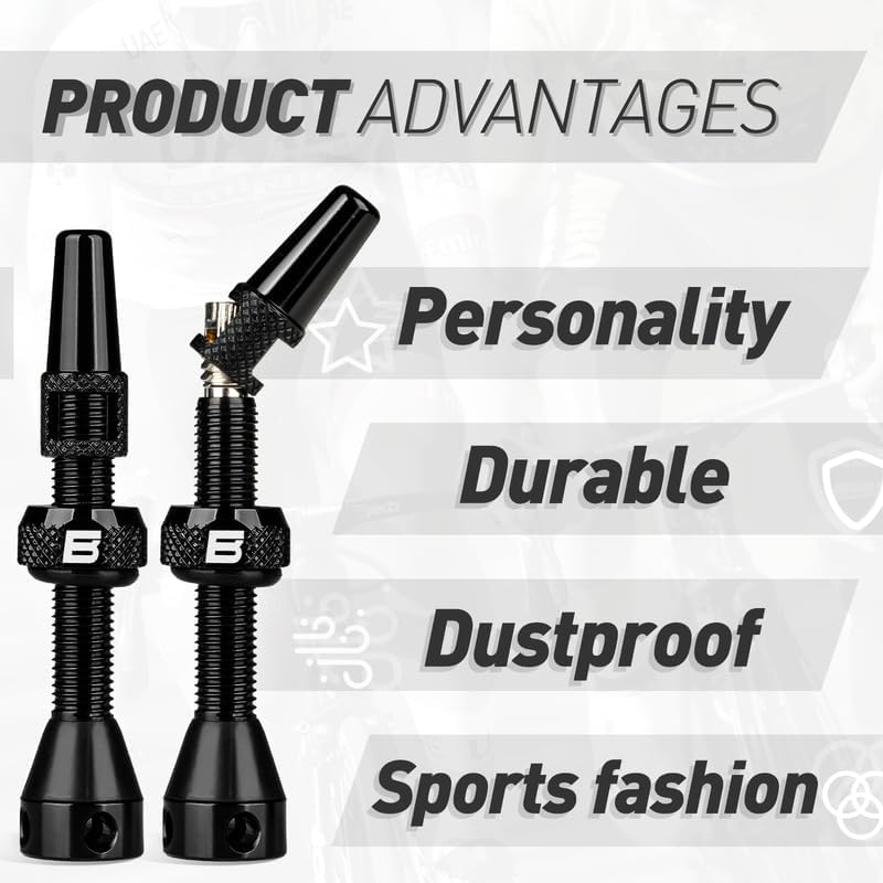 BWSHLF Black Tubeless Presta Valve Stem 60mm / 80mm, Super Light Alloy Presta Valve Stem Kit with Value Core Remover Tool and Valve Stem Caps - Multiple Color and Size Options(Pair)