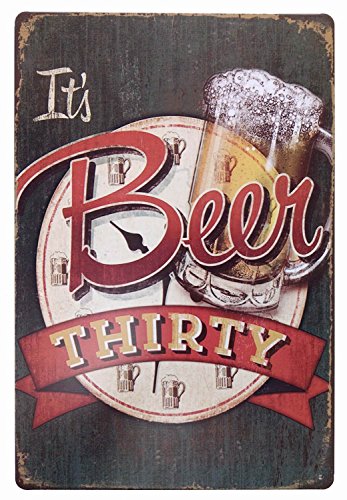 ERLOOD It's Beer Thirty Vintage Funny Home decor Tin Sign Retro Metal Bar Pub Poster 8 x 12