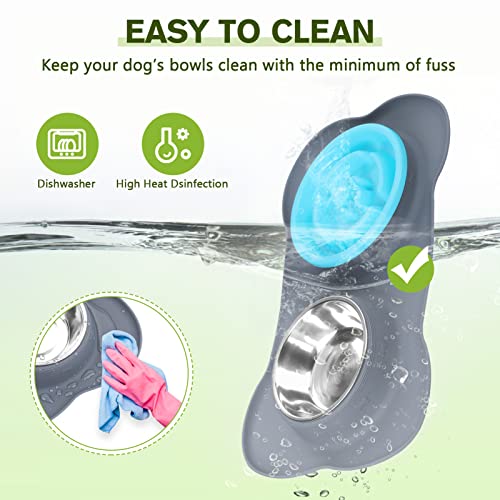 Pecute Slow Feeder Dog Bowls To Slow Down Eating, Dog Bowl Slow Feeder With No-Spill Non-Skid Silicone Mat, Food-Grade Safe Dog Food Bowls Slow Feeder, Stainless Steel Dog Water Bowl For Dogs Cats #TOP5