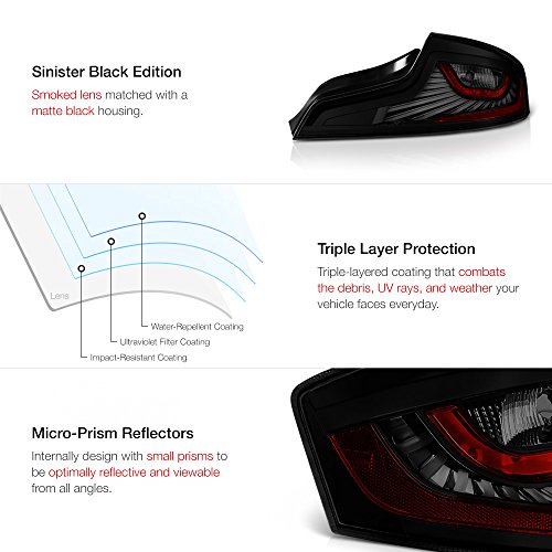 VIPMOTOZ Black Smoke Neon Tube LED Tail Light Housing Lamp Assembly For 2003-2005 Infiniti G35 Coupe Driver and Passenger Side Replacement Pair