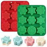 JOERSH Snowflake Silicone Molds, 9 Shapes Christmas Chocolate Mold, 2Pcs