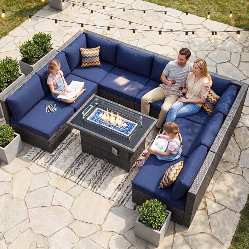 NICESOUL Extra Large 9 Pcs Outdoor Patio Furniture Set with