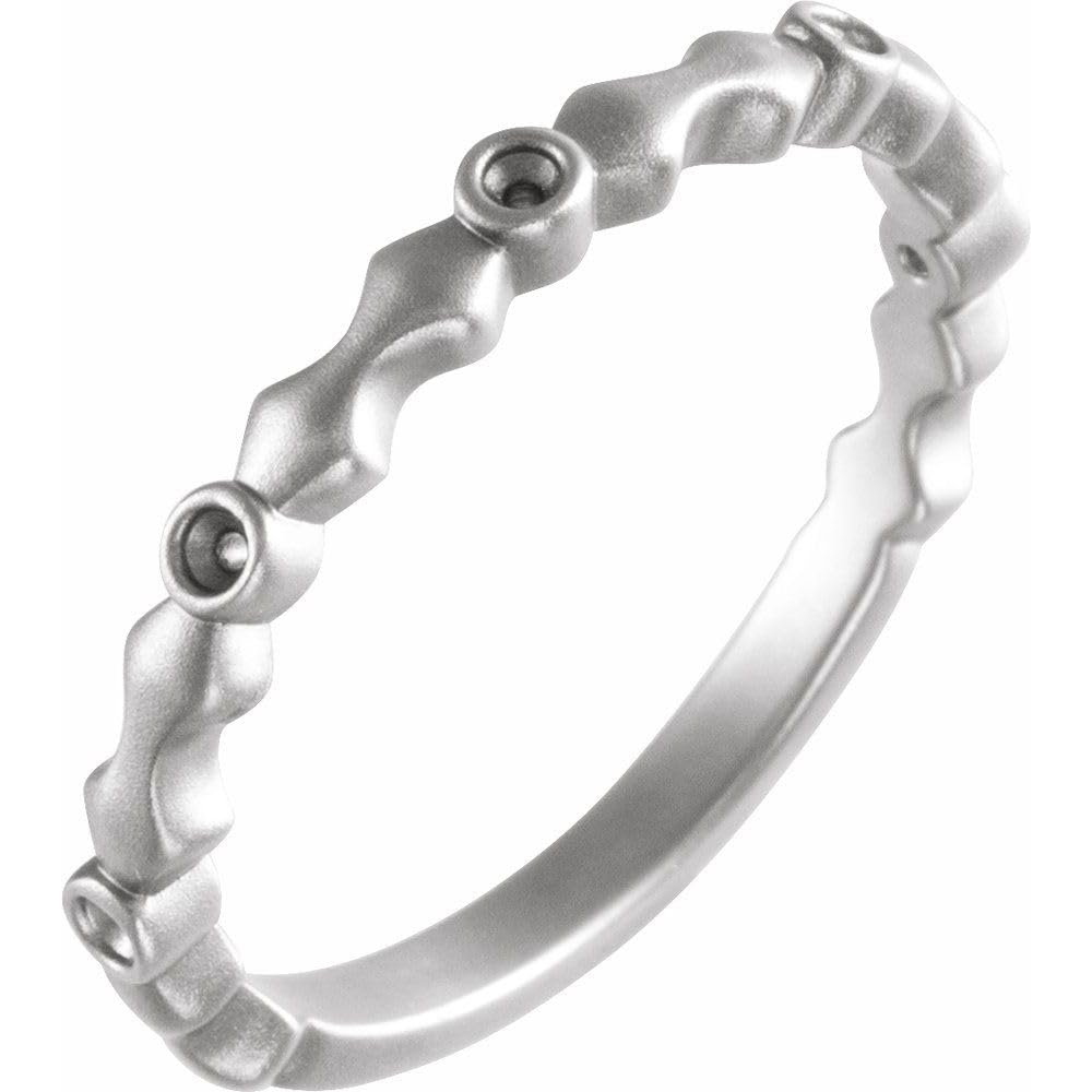 Ryan Jonathan Fine Jewelry14k X1 White Gold 1.5mm Round Shape Bridal Wedding Engagement Anniversary Eternity Band Ring with Bead Blast Finish (Mounting Only, Not All Stones Included), Size 7