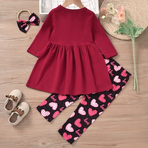 Image of Toddler-Girls-Fall-Clothes-Set Little Girls Highlow Tunic Tops+Leggings Outfit Boutique Clothing