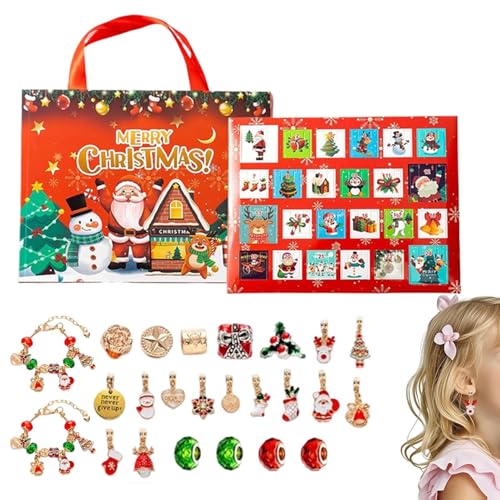 Juego de collar de Navidad de 24 días intercambiable con pendientes colgantes multicolores 7