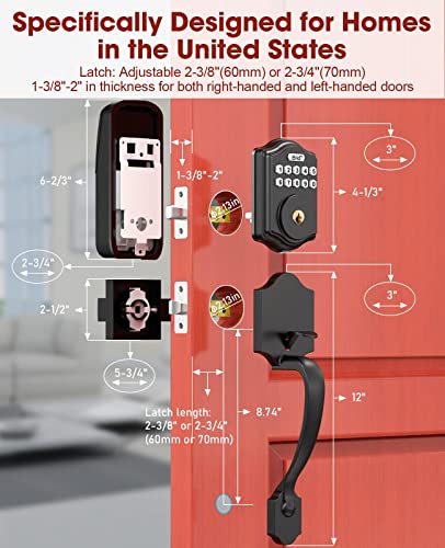 Guarder Keyless Entry Door Lock Set With Lever Handle - Electronic Digital Keypad Deadbolt - Smart Front Door Lock Set - Auto Lock, Ip56 Waterproof, 300 Users - Easy Installation - Matte Black #TOP5