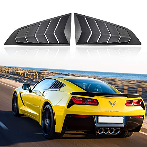 Yoursme Rear & Side Window Louvers Windshield Sunshade Covers For Corvette C7 Stingray Grand Sport Z51 Z06 Zr1 2014 2015 2016 2017 2018 2019 In Gt Lambo Style Abs Matte Black #TOP4