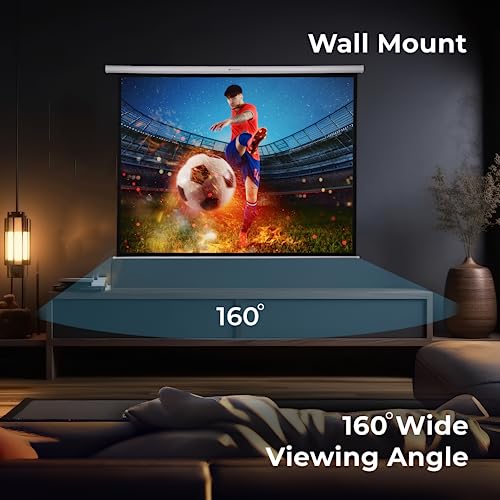 Image of ZEBRONICS PSM84A Motorised Projector Screen, 84 inches, Roll Mechanism, Supports 4K, Matte Finish, 4:3 Aspect Ratio, High Gain Fabric, Control Pod, Remote Control, Wall & Ceiling Mountable