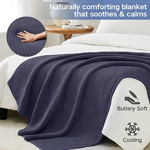 Guohaoi Knitted Weighted Blanket for Adults (Dark Grey 50"x75" 15lbs) No Beads Cooling Throw Blanket for Hot Sleepers, Home Decor Breathable Chunky Knit Heavy Blanket Use on Full Size Bed