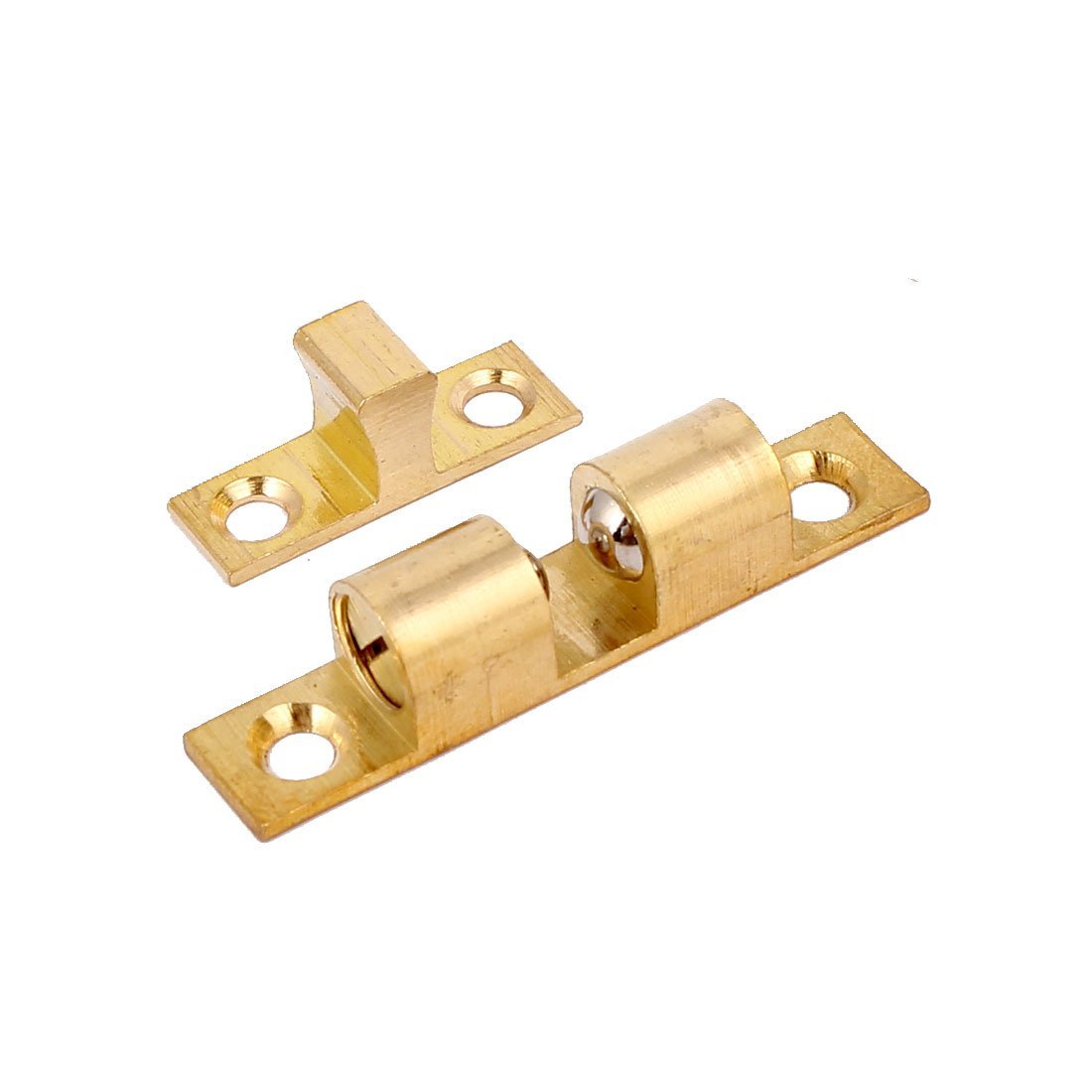 WowObjects Cabinet Door Household 70mm Long Hardware Brass Double Ball Roller Catch 4pcs 1