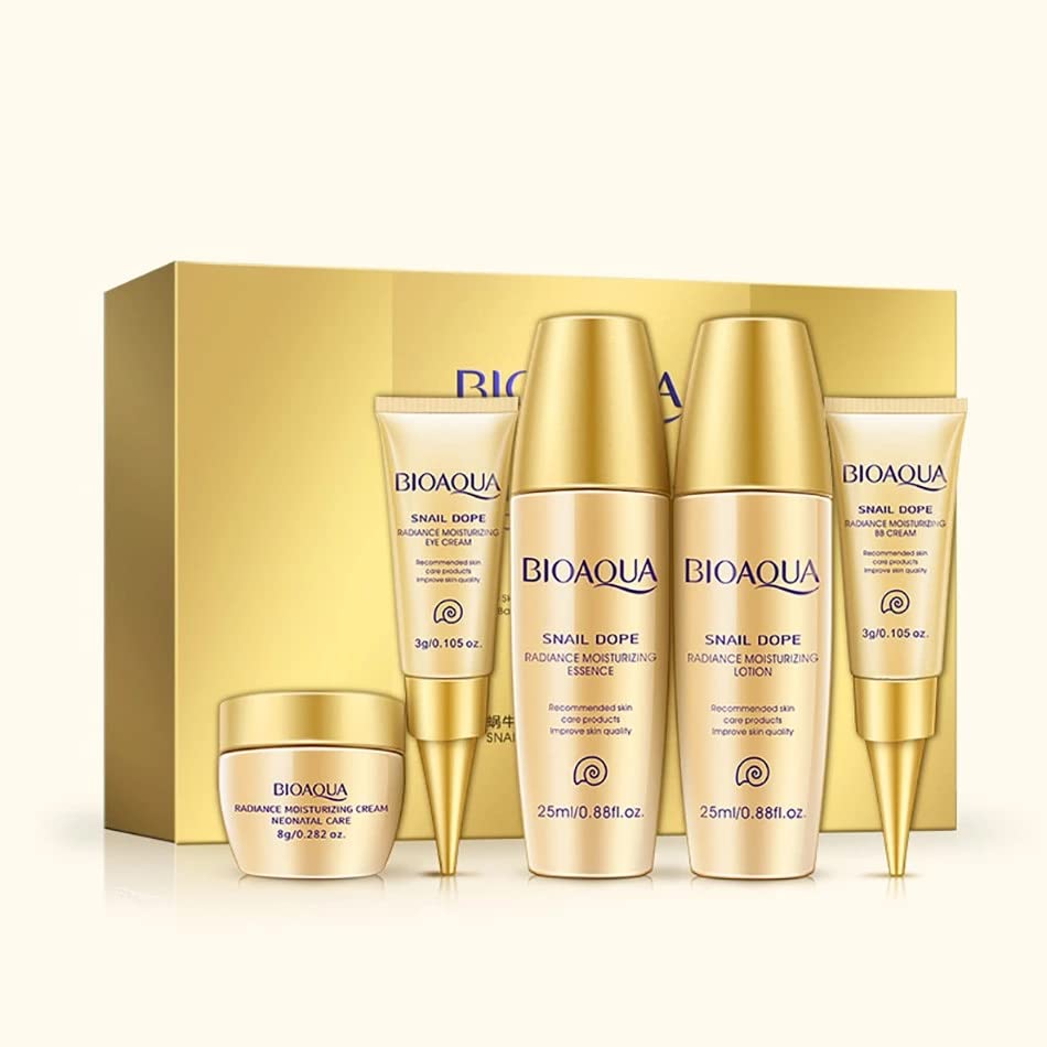 BIOAQUA Snail Mucus Skin Moisturizing Eye Toner Essence BB Cream 5pcs Set Gift Box