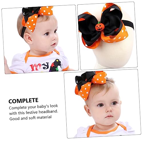 2pcs Halloween Headbands Elastic Soft Stretchy Hairbands with Bow for Newborns Comfortable Light Headwraps2