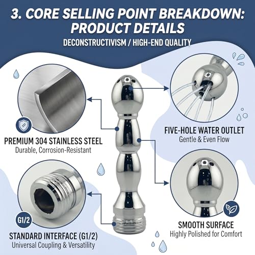 Image of Shower Enema Cleaner, Smooth Metal Shower Douche Nozzle Cleansing System for Men and Women Portable Cleaning