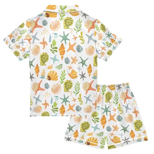 senya Cartoon Starfish Satin Summer Pajama Sets Silk Short Sleeve Button Down Sleepwear2