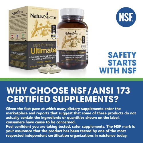 NaturaNectar Bee Propolis Ultimate - NSF Contents Certified - Complete Formula with Brazilian Red, Green & Brown Propolis - Gluten-Free - Ethanol-Free - Vegetable Capsules, 60 Count - Image 3