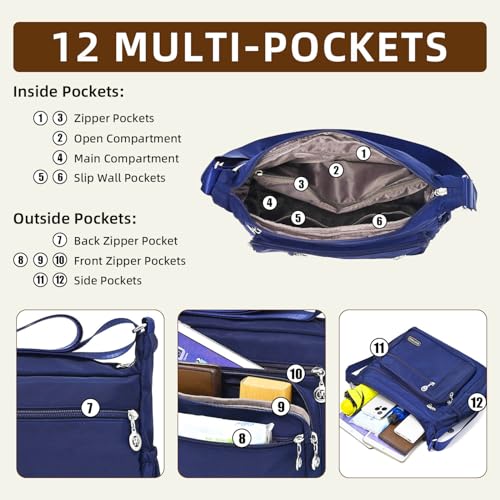 Image of Crossbody Bag for Women,Multi Pockets Cross Body Purses for Women, Ladies Shoulder Bag, Travel Purses and Handbags