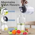 64OZ Glass Mason Jar Pitcher with Lid, Leak-Proof Airtight Wide Mouth Jug for Cold Brew & Iced Tea, Milk, Juice and Sun Tea, Set of 2