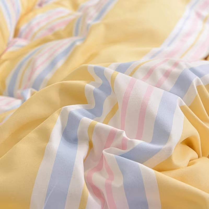 Housse de couette jaune beurre parure de lit 140x200 réversible