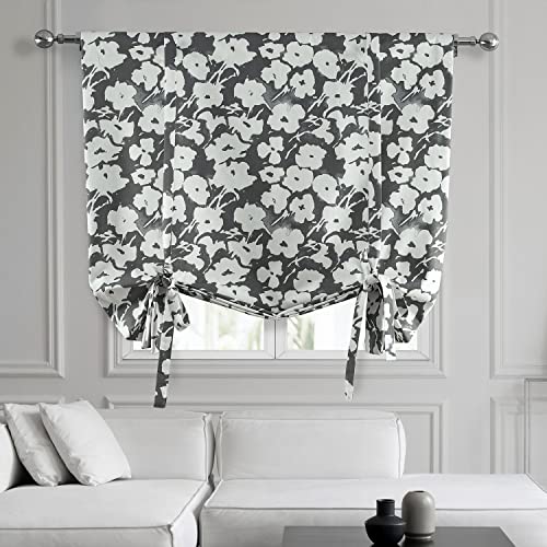 Image of HPD Half Price Drapes Room Darkening Tie Up Curtains 46 X 63 Inch Van Gogh Printed Cotton Window Roll Up Balloon Curtain for Living Room, Kitchen PRTW-TUD44B-63 (1 Panel), Van Gogh Grey