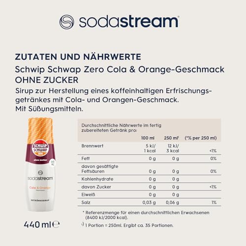 SodaStream Sirup Schwip Schwap Zero - 1x Flasche ergibt 9 Liter Fertiggetränk, Sekundenschnell zubereitet und immer frisch, 440 ml