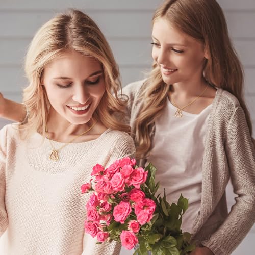 M MOOHAM Heart Initial Necklaces for Girls Teen Women, 14K Gold Plated Cubic Zirconia Heart Pendant Necklace, Dainty Initial Heart Necklace Letter A - Z Jewelry Gifts for Girls Women2