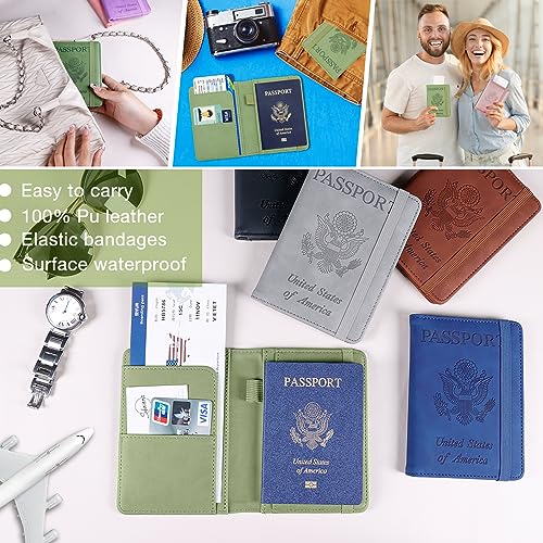 Image of Melsbrinna Premium Leather Passport Holder Covers Case, Waterproof Rfid Blocking Travel Wallet Passport Holder with Pen Holder, Cute Passport Book for Women /Men
