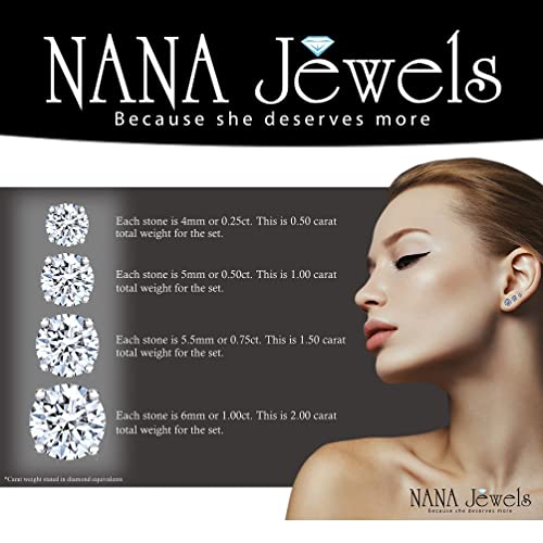 Round Cz Stud Earrings Ss316 Surgical Steel & Sterling Silver Cubic Zirconia - 5.25Mm (1.00Cttw) Platinum #TOP5