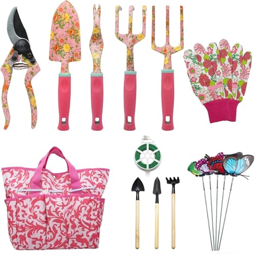 Gartenwerkzeug Set, 16 Stück Blumen Gartengeräte Set Garten-Handwerkzeug-Geschenkset,Gartengeschenke für Frauen und Männer, mit Gartenschere und Aufbewahrungstasche,Garten Zubehör Geschenk Gartenwerkzeug Set, 16 Stück Blumen Gartengeräte Set Garten-Handwerkzeug-Geschenkset,Gartengeschenke für Frauen und Männer, mit Gartenschere und Aufbewahrungstasche,Garten Zubehör Geschenk