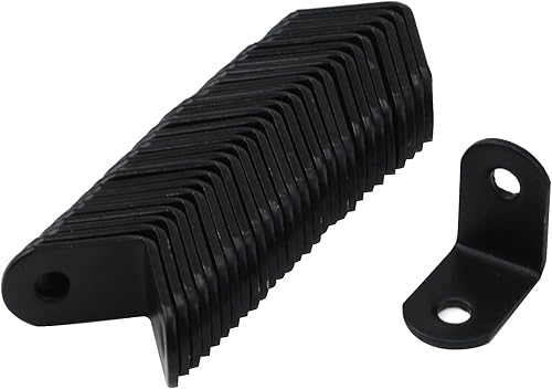 Antrader Soportes de ángulo recto negros de 1 x 1 pulgada en forma de L, soportes de estante de acero inoxidable para madera, estantes, muebles,