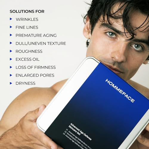 Image of HOMMEFACE Men's Age Defense 3pc Skincare Set: Serum, Eye Cream & Face Cream