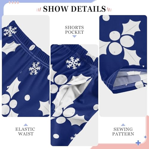 Boys' Pants Christmas Berries Blue Holiday Long Bottoms Jogger Pants Elastic Waist Trousers with Pockets S-XL4