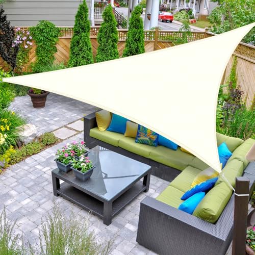 AXT SHADE Toldo Vela de Sombra Impermeable Triangular 2,5x2,5x2,5m Protección Rayos UV para Exterior Terraza Patio Jardín-Crema