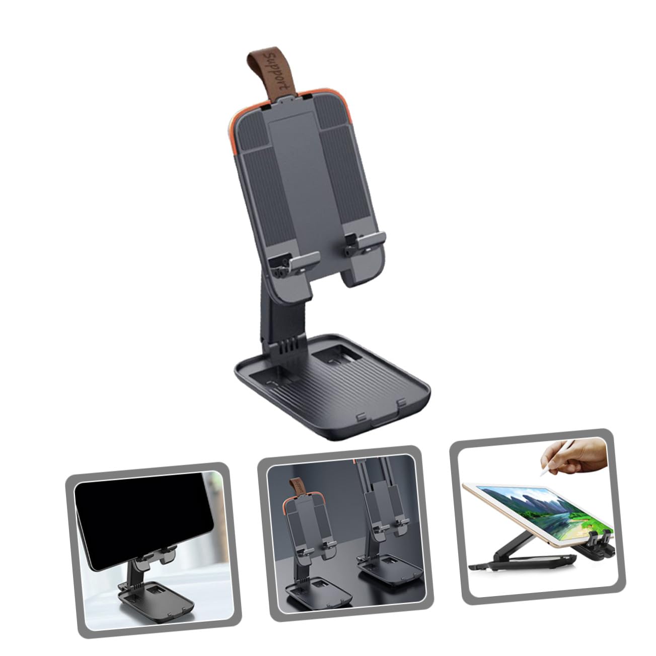 Supporto Telefono da Scrivania Pieghevole Regolabile in Altezza e Angolo Stabile per Camera Compatibile con Smartphone e Tablet
