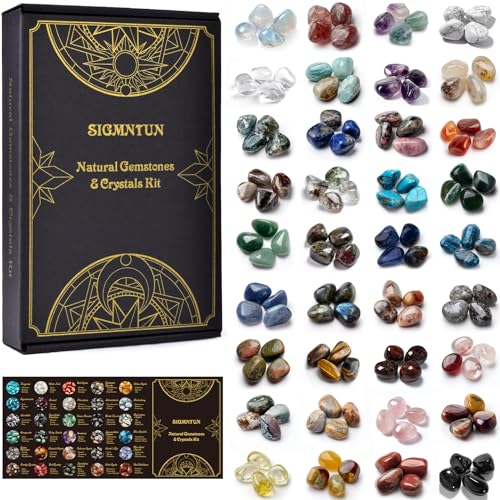 Image of Polished Healing Crystal Chips Stones Set, 36 Different Natural Gemstone Types, 2.5 lbs 0.6 inch Tumbled Decorative Rocks Collection for Chakra, Meditation, Reiki, Crafts