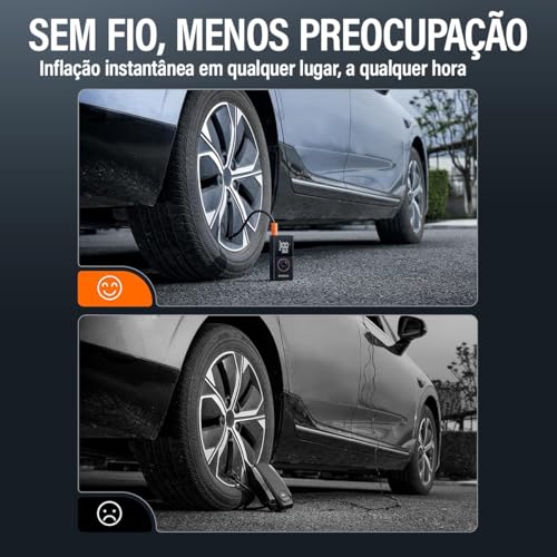 Mini Compressor de Ar Portatil Recarregavél Digital USB Calibrador Pneu