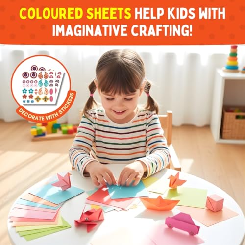 Image of PepPlay 3D Origami Paper Craft Kit - Best Birthday Return Gifts for Kids Ages 3 4 5 6 7 8 | 48 Sheets + Booklet + QR Video Tutorials Each | Mess-Free Travel Activity | Boys & Girls Gift