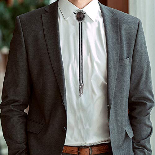 Thunaraz 4Pcs Bolo Tie for Men Leather Necktie Handmade Round Shape Bolo Tie Halloween Costume Accessories Necktie