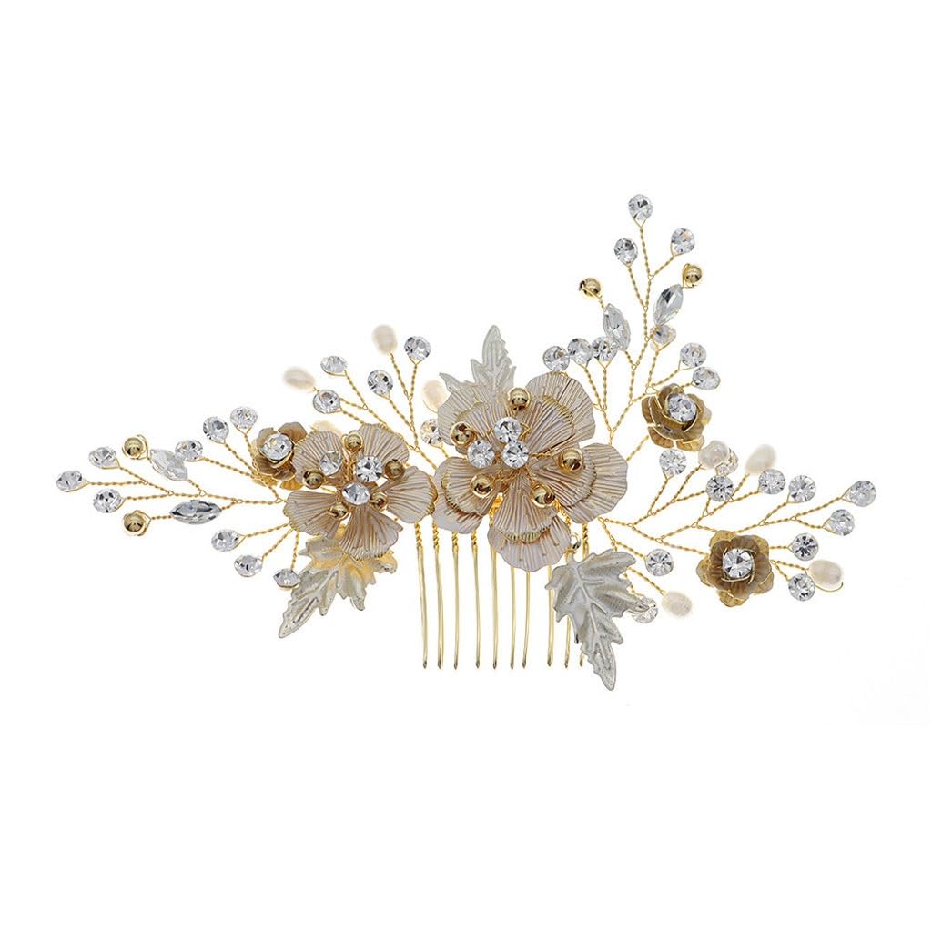 Xianmei Jewelry Handmade Freshwater Pearl Headwear Retro Gold Comb Pan Hair Ornament